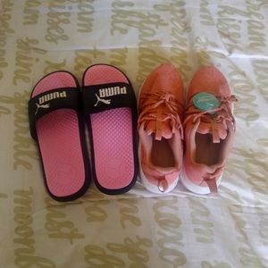 Size 6 1/2 puma shoes and sliders